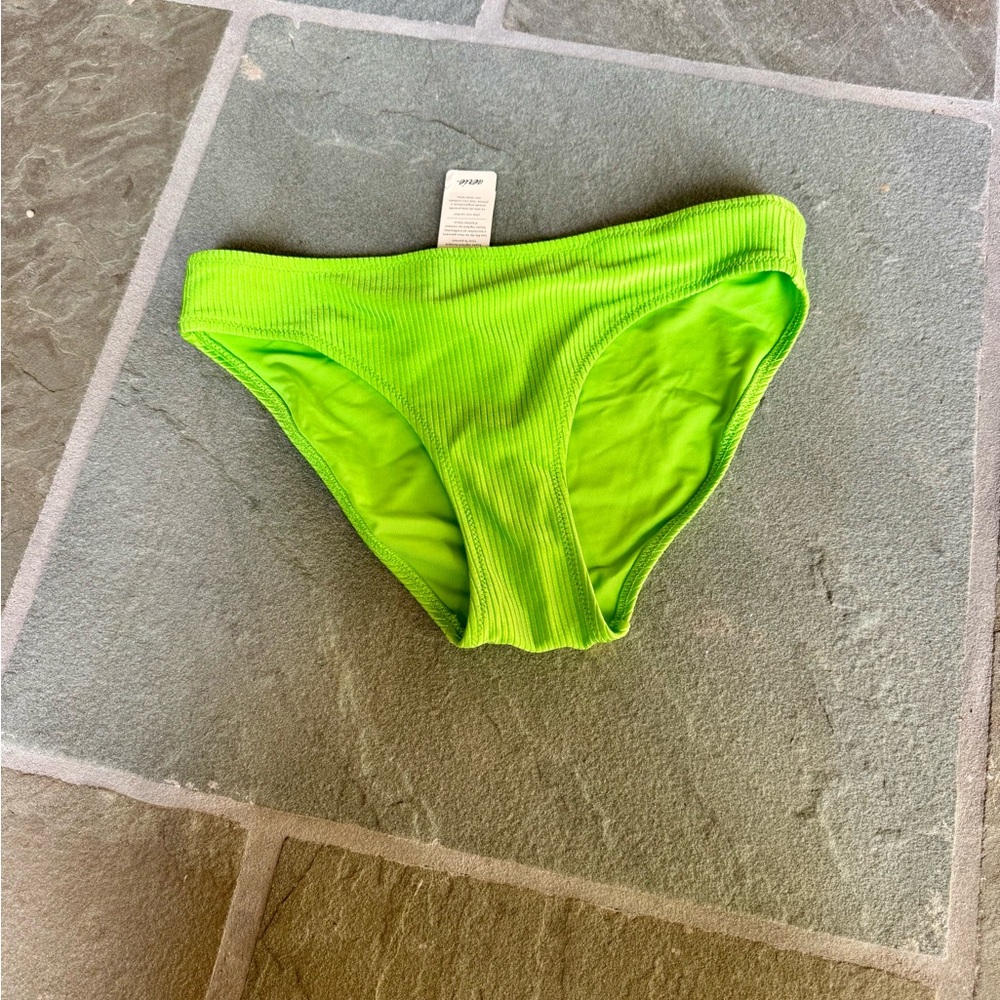 NWT Aerie Vibrant Neon Green Ribbed Bikini Bottom